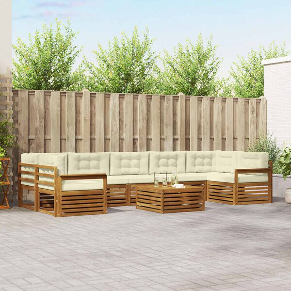 vidaXL Z&aacute;hradn&aacute; s&uacute;prava gaučov s vank&uacute;&scaron;om 8 pcs Pr&iacute;rodn&aacute; a kr&eacute;mov&aacute;