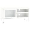 vidaXL TV skrinka biela 90x30x44 cm oceľ a sklo