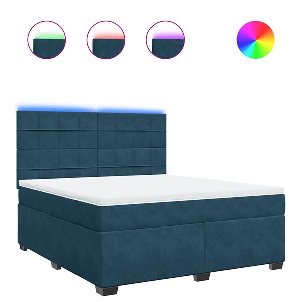 vidaXL Posteľn&yacute; r&aacute;m boxsping s matracom modr&yacute; 180x200 cm zamat