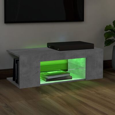 vidaXL TV skrinka s LED svetlami betónová sivá 90x39x30 cm