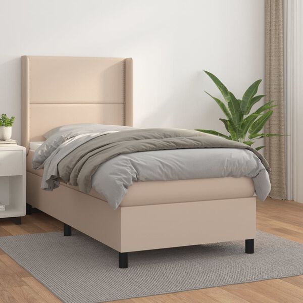 vidaXL Boxspring posteľ s matracom kapuč&iacute;nov&aacute; 80x200 cm umel&aacute; koža