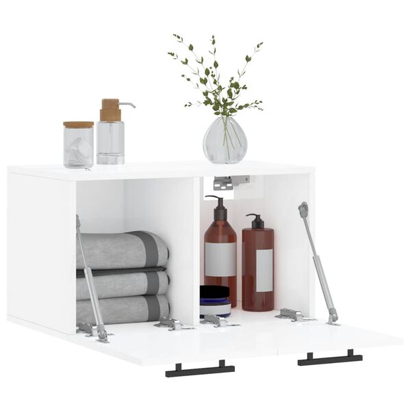 vidaXL N&aacute;stenn&aacute; skrinka leskl&aacute; biela 60x36,5x35 cm spracovan&eacute; drevo