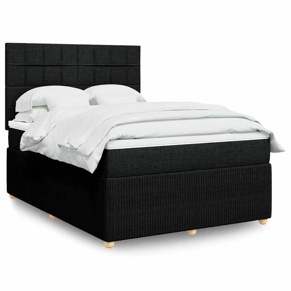 vidaXL Posteľn&yacute; r&aacute;m boxspring s matracom čierny 160x200 cm l&aacute;tka