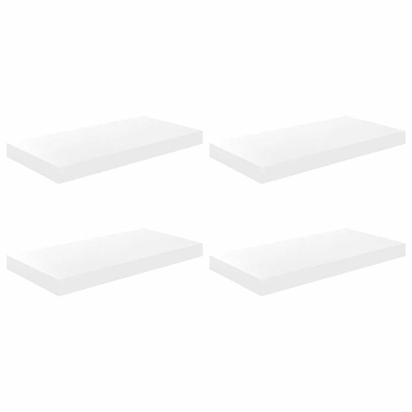vidaXL Plávajúce nástenné police 4 ks, lesklé biele 50x23x3,8 cm, MDF