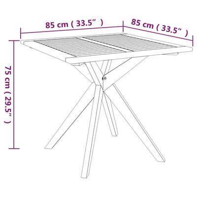 vidaXL Záhradný stôl 85x85x75 cm akáciový masív