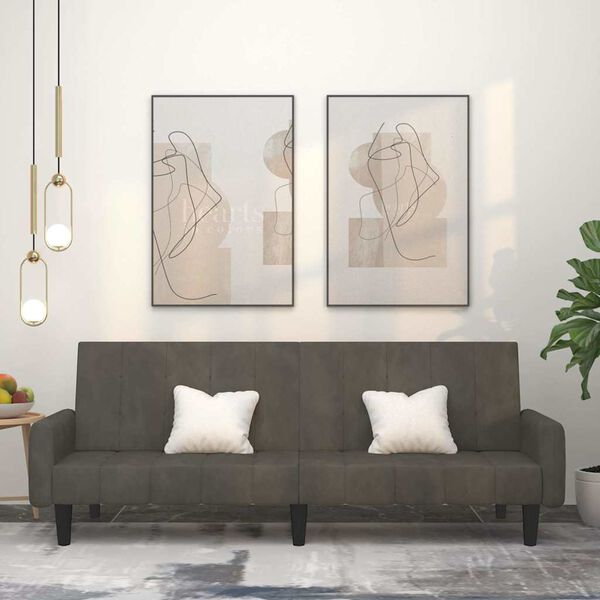 vidaXL 2-miestna rozkladacia pohovka, tmavosivá, zamat