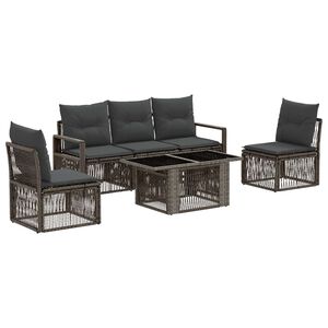 vidaXL S&uacute;prava z&aacute;hradn&yacute;ch pohoviek 6 ks Siv&aacute; a tmavo siv&aacute; polyratan