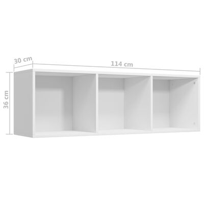 vidaXL Knižnica/TV skrinka, biela 36x30x114 cm, kompozitné drevo