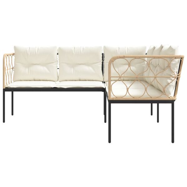 vidaXL Záhradné stoličky s vankúšmi tvar L čierne oceľ a textilen