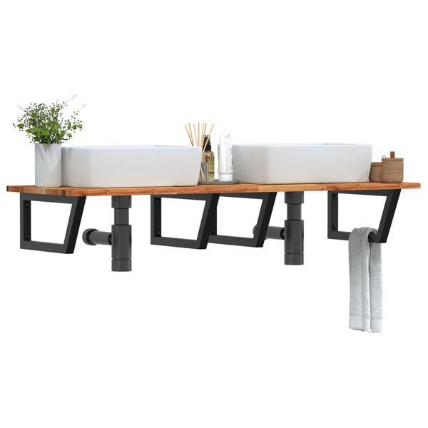 vidaXL Polica pod um&yacute;vadlo n&aacute;stenn&aacute; oceľ a ak&aacute;ciov&yacute; mas&iacute;v