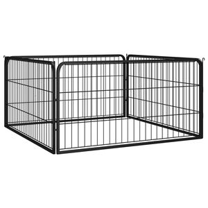 vidaXL Ohr&aacute;dka pre psov 4 panely čierna 100x50 cm pr&aacute;&scaron;kovan&aacute; oceľ