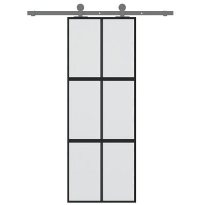 vidaXL Posuvné dvere čierne 76x205 cm tvrdené sklo a hliník