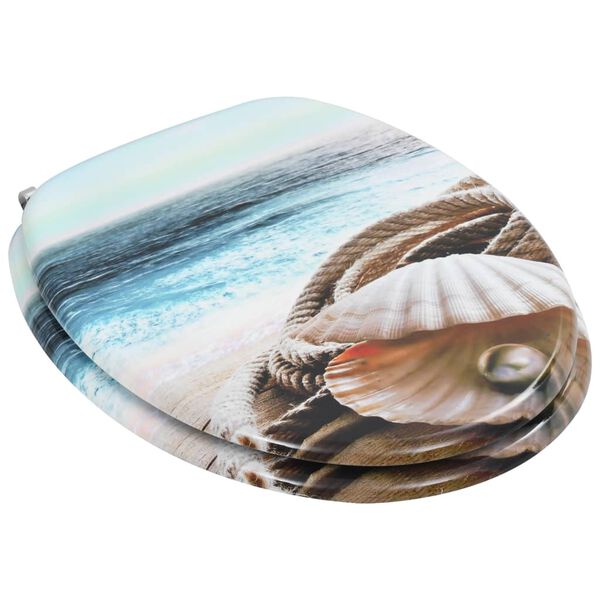 vidaXL WC sedadlo s poklopom, MDF, dizajn s mušľami