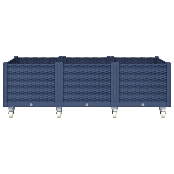vidaXL Z&aacute;hradn&yacute; kvetin&aacute;č s kolieskami modrosiv&yacute; 150x80x54 cm PP