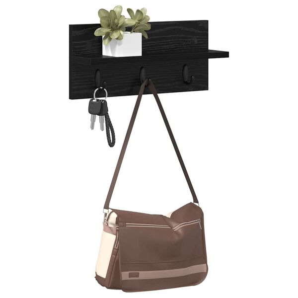 vidaXL Vešiak na stenu Čierny dub 40 x 10.5 x 18 cm Kompozitné drevo