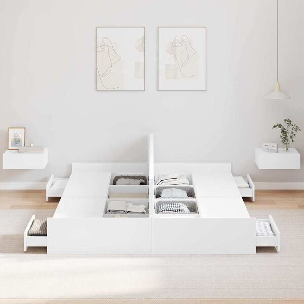 vidaXL Rám postele s úložným prostorem so zásuvkou Biela 140 x 190 cm