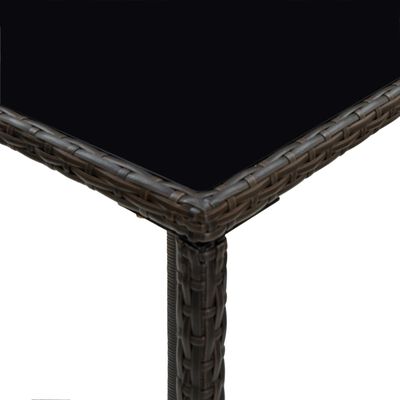 vidaXL Záhradný barový stôl hnedý 70x70x110 cm polyratan a sklo