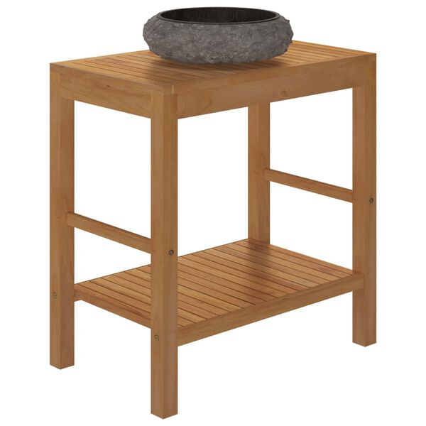 vidaXL Kúpeľňová skrinka tíkový masív s čiernym mramorovým umývadlom