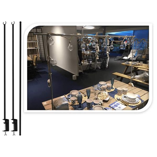 ProGarden Dekoračn&aacute; tyč na st&ocirc;l so svorkami kovov&aacute; čierna