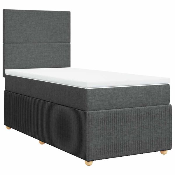vidaXL Boxspring posteľ s matracom tmavosiv&aacute; 90x190 cm l&aacute;tka