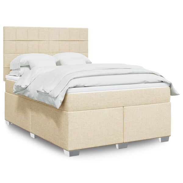 vidaXL Posteľn&yacute; r&aacute;m boxspring s matracom kr&eacute;mov&yacute; 160x200 cm l&aacute;tka