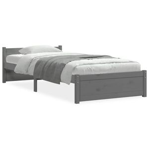 vidaXL Posteľn&yacute; r&aacute;m, siv&yacute; dreven&yacute; mas&iacute;v 75x190 cm mal&eacute; jednol&ocirc;žko