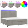vidaXL Posteľ boxsping s matracom a LED bledosiv&aacute; 180x200 cm zamat