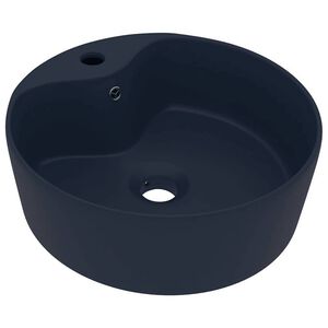 vidaXL Luxusn&eacute; um&yacute;vadlo, prepad, matn&eacute; tmavomodr&eacute; 36x13 cm, keramika