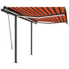 vidaXL Automatick&aacute; mark&iacute;za,LED a senzor vetra 3,5x2,5m, oranžov&aacute;/hned&aacute;