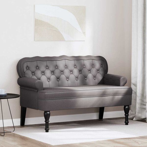 vidaXL Chesterfield lavica Siv&aacute; 119.5 x 64.5 x 75 cm Umel&aacute; koža
