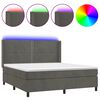 vidaXL Posteľ boxsping s matracom a LED tmavosiv&aacute; 160x200 cm zamat