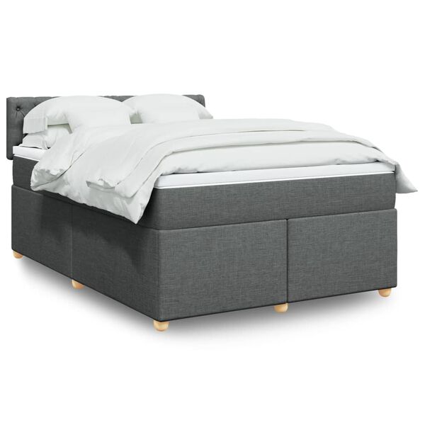 vidaXL Boxspring posteľ s matracom tmavosivá 140x190 cm látka