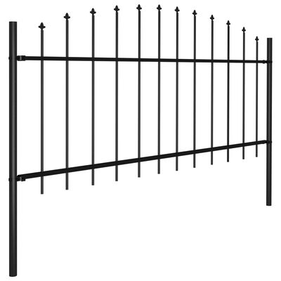 vidaXL Záhradný plot s hrotmi, oceľ (0,5-0,75)x15,3 m, čierny