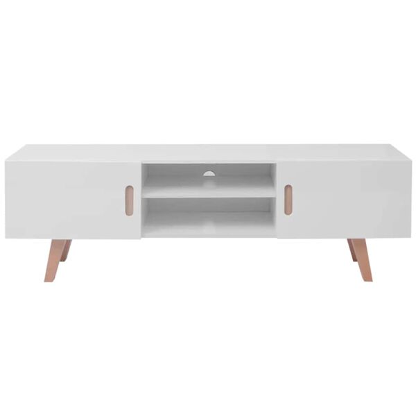 vidaXL Stolík pod TV, MDF 150x35x48,5 cm, vysoký lesk, biely
