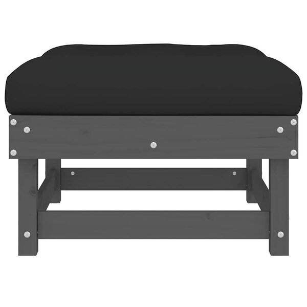 vidaXL Z&aacute;hradn&aacute; podnožka s podložkou siv&aacute; borovicov&yacute; mas&iacute;v