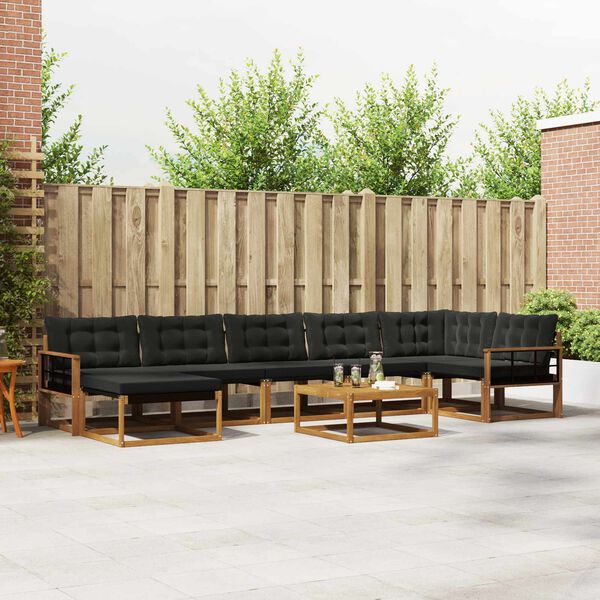 vidaXL Z&aacute;hradn&aacute; s&uacute;prava gaučov s vank&uacute;&scaron;om 22 pcs Pr&iacute;rodn&aacute; a čierna