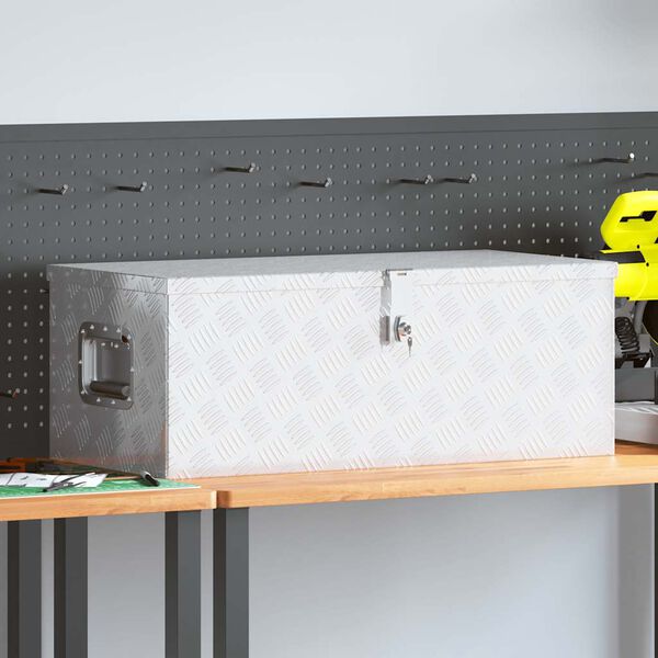 vidaXL Úložný box strieborný 80x39x30 cm hliník