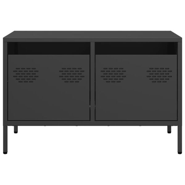 vidaXL TV skrinka čierna 68x39x43,5 cm oceľ valcovaná za studena