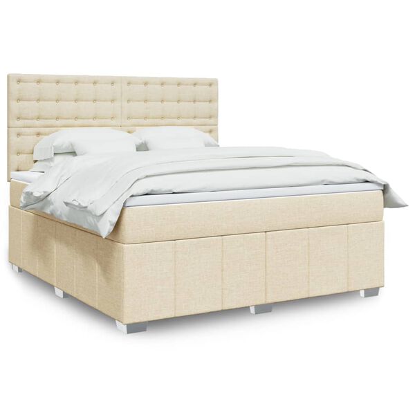 vidaXL Posteľn&yacute; r&aacute;m boxspring s matracom kr&eacute;mov&yacute; 180x200 cm l&aacute;tka