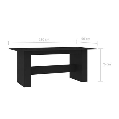 vidaXL Jedálenský stôl čierny 180x90x76 cm drevotrieska