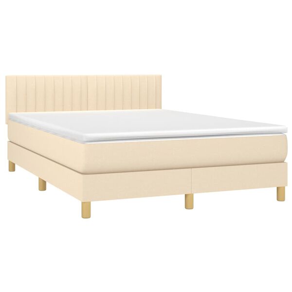 vidaXL Boxspring posteľ s matracom kr&eacute;mov&yacute; 140x190 cm l&aacute;tka