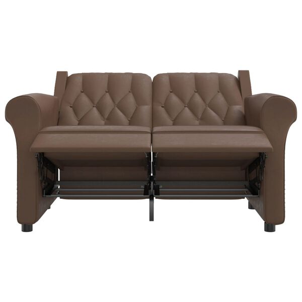 vidaXL 2-miestne sklápacie masážne kreslo, hnedé, lesklá umelá koža