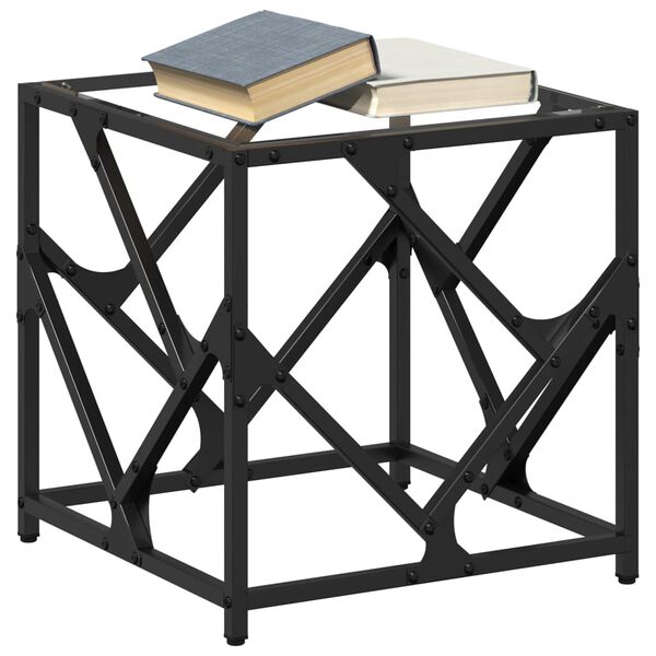 vidaXL Konferenčný stolík priehľadná sklenená doska 40x40x41 cm oceľ