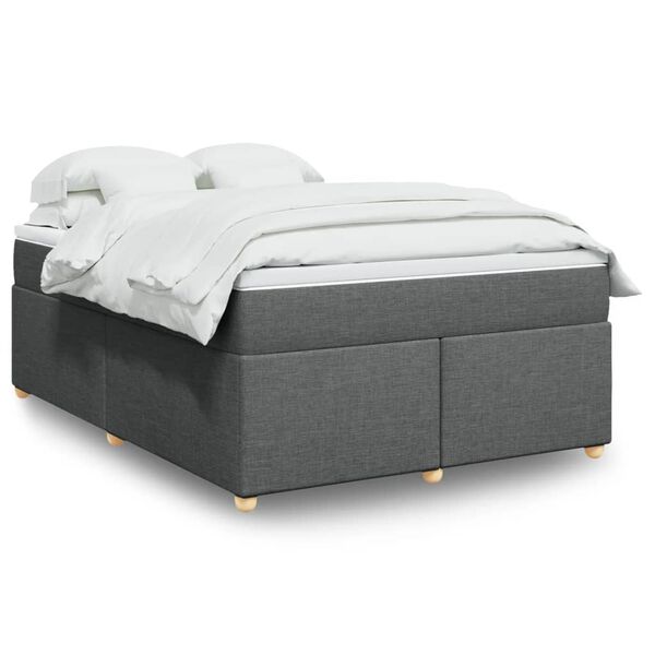 vidaXL Boxspring posteľ s matracom tmavosiv&aacute; 140x200 cm l&aacute;tka
