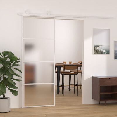 vidaXL Posuvné dvere nepriehľadné ESG sklo a hliník 76x205 cm biele