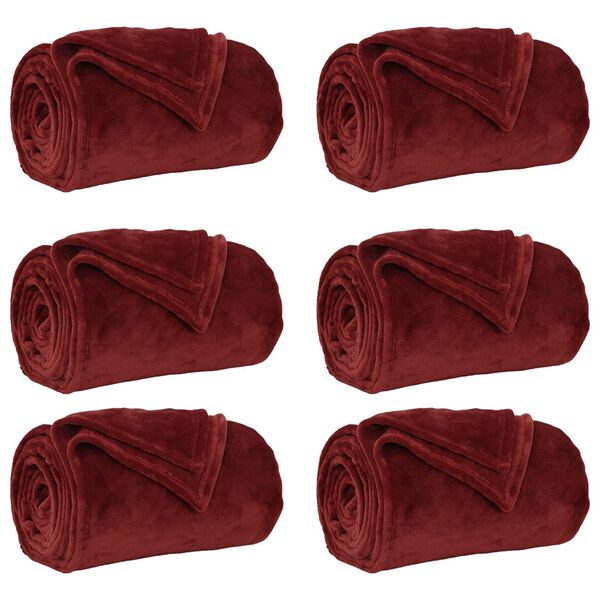 vidaXL Prikr&yacute;vky na hodenie 6 pcs Bordeaux červen&aacute; 150 x 200 cm Fl&iacute;s