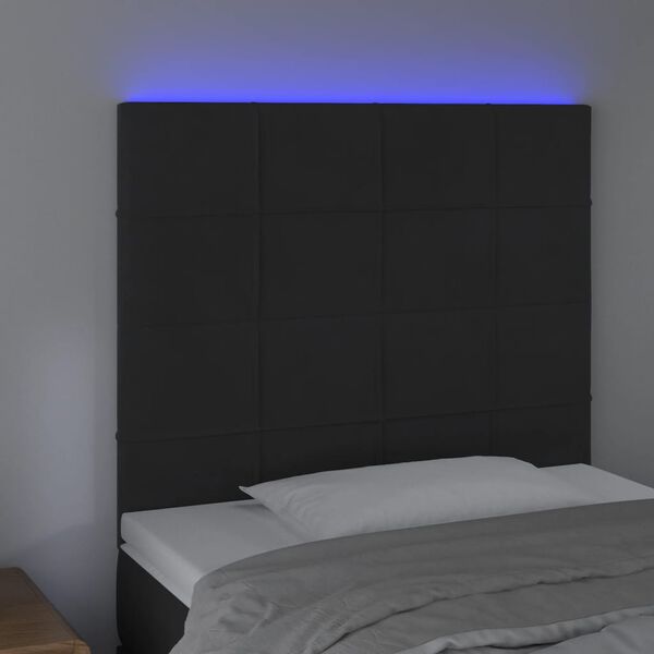 vidaXL Čelo postele s LED čierne 80x5x118/128 cm zamat