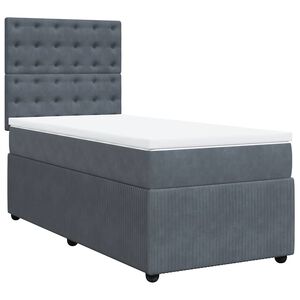 vidaXL Posteľn&yacute; r&aacute;m boxspring s matracom tmavosiv&yacute; 80x200 cm zamat
