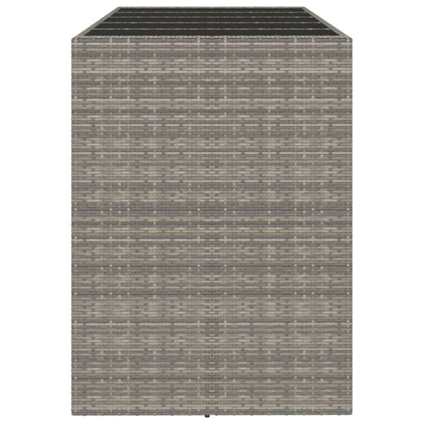 vidaXL Barový stôl so sklenenou doskou sivý 185x80x110 cm polyratan