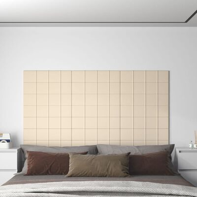 vidaXL Nástenné panely 12 ks krémové 60x15 cm zamat 1,08 m²